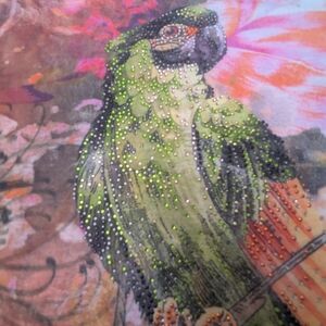 Chico's Colorful Parrot Art Print 3/4 Sleeve Blouse Chico Size 1 (Small/Medium)